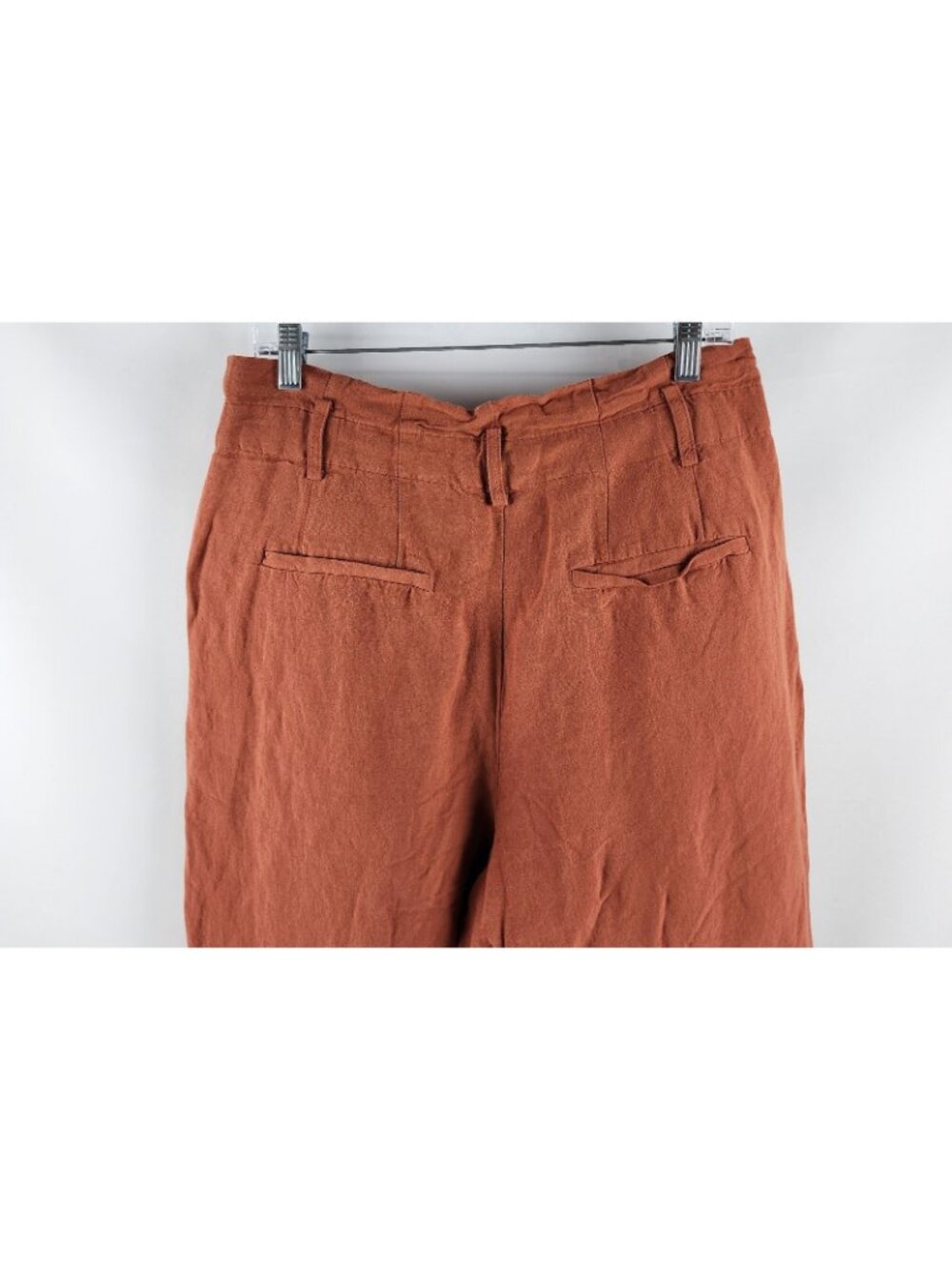Madewell Pants Womens 12 Rust Linen-Blend Paperbag Pleated High Waist Pant - Picture 8 of 10
